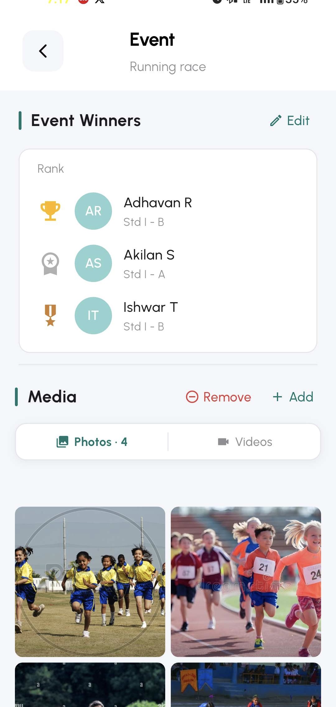 Event winners